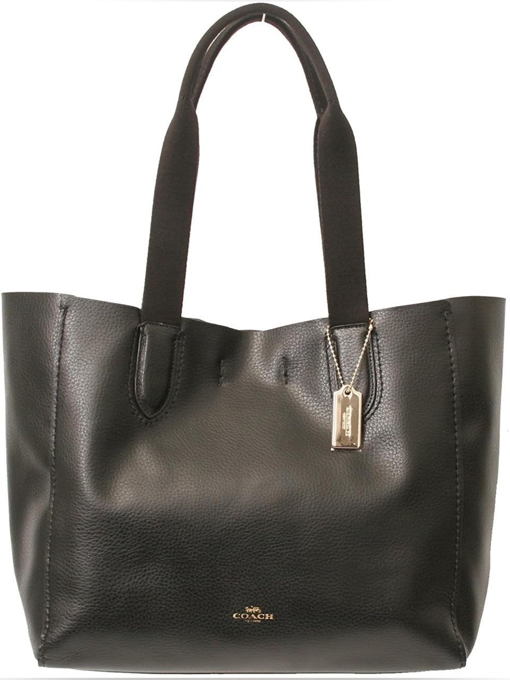 COACH Black Leather Derby Tote with Gold Tag NWOT LARGE